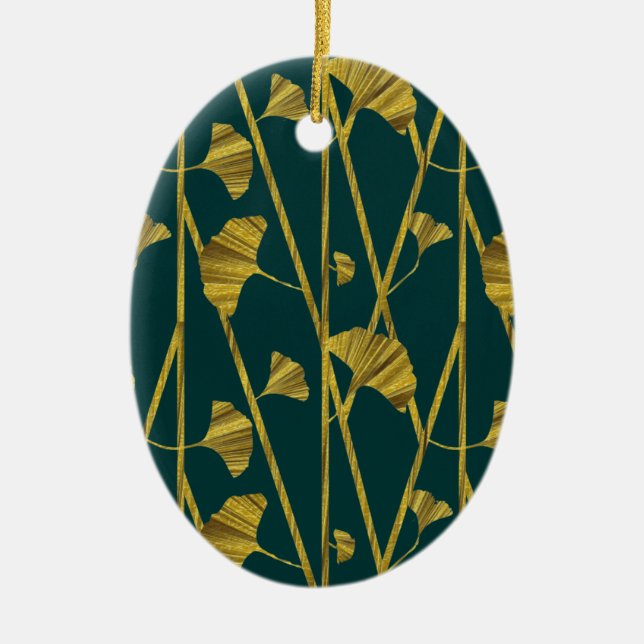 gold ginkgo ceramic tree decoration (Front)