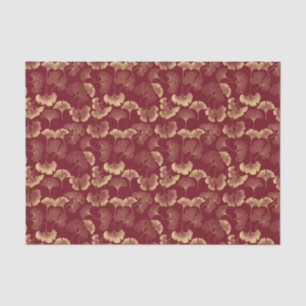 Gold Ginkgo Leaves on Red Elegant Botanical (2) Tissue Paper