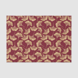 Gold Ginkgo Leaves on Red Elegant Botanical (6) Tissue Paper