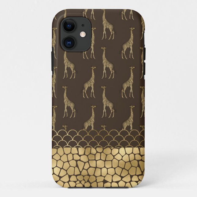 Gold Giraffe African Safari Stylish Chic Case-Mate iPhone Case (Back)