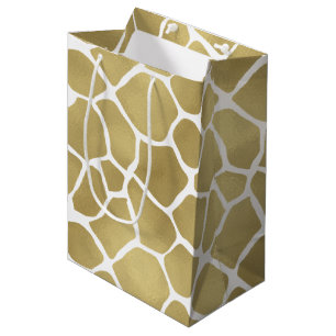 Gold Giraffe Print Medium Gift Bag