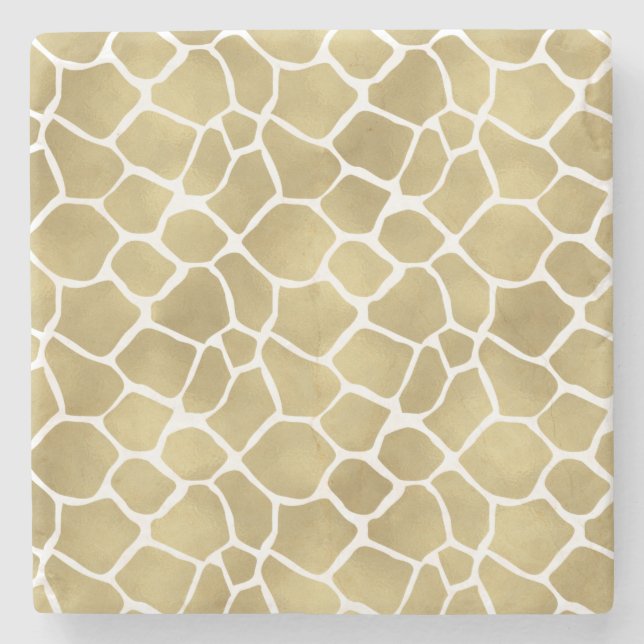 Gold Giraffe Print Stone Coaster (Front)