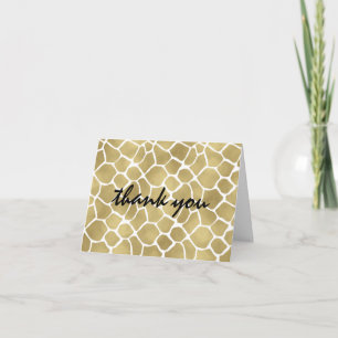 Gold Giraffe Print Thank You Card