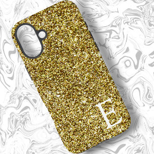 Gold Girly Printed Glitter Stylish and Cute  iPhone 16 Plus Case