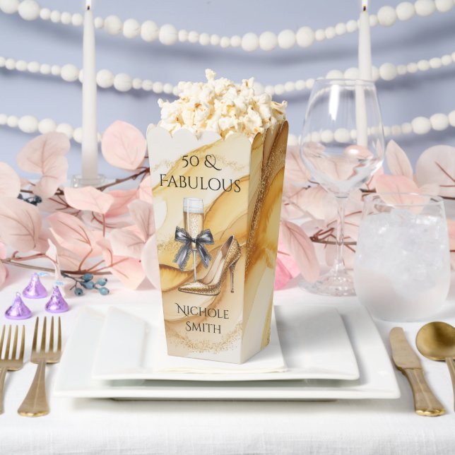Gold Gitter High Heel 50 & Fabulous Birthday Party Favour Box (Wedding)