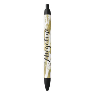 Gold Glam Abstract Personalised Black Ink Pen