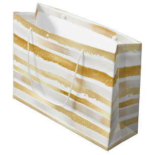 Gold Glam Abstract Stripes Birthday Large Gift Bag