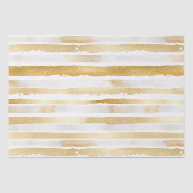 Gold Glam Abstract Stripes Birthday Tissue Paper (Front)