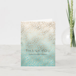 Gold Glam Aqua Ombre Leopard Print Thank you