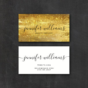 Gold Glam Beauty Stylist Modern Calligraphy    Business Card