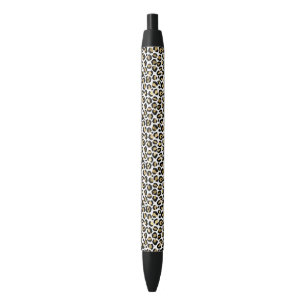 Gold Glam Black Leopard Print Ink Pen