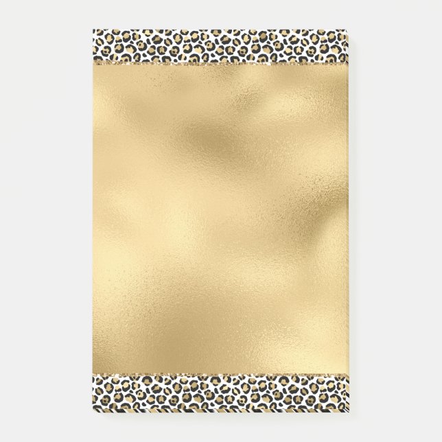 Gold Glam Black Leopard Print Post-it Notes (Front)
