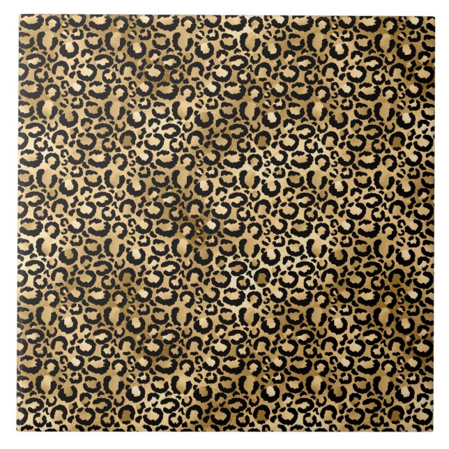 Gold Glam Black Leopard Print Tile (Front)