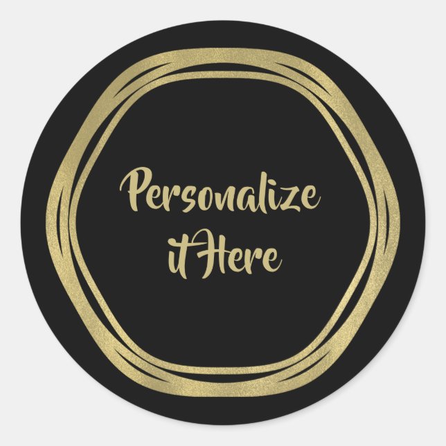 Gold Glam & Black Rings (Any Colour) Modern Glam Classic Round Sticker (Front)