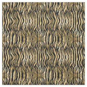 Gold Glam Black Zebra Print Fabric