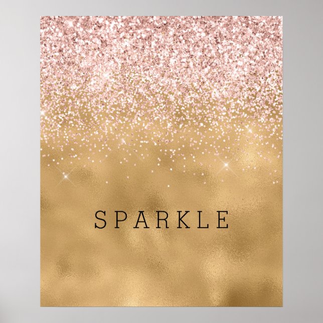 Gold Glam Blush Pink Glitter Sparkle Poster (Front)