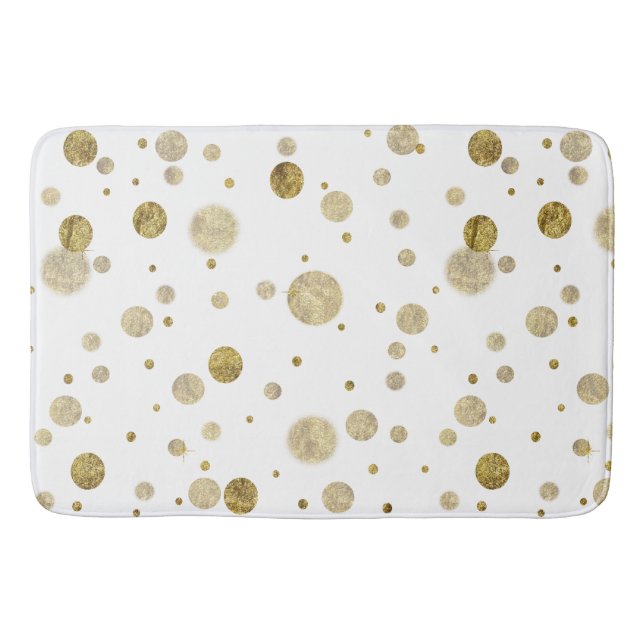 Gold Glam Bokeh Confetti Dots Bath Mat (Front)
