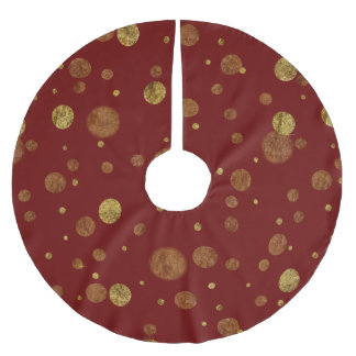 Gold Glam Bokeh Confetti Dots Brushed Polyester Tree Skirt