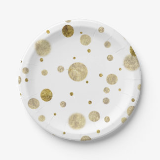 Gold Glam Bokeh Confetti Dots Paper Plate