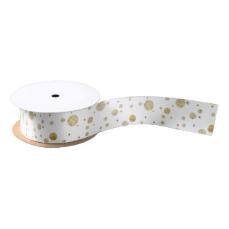 Gold Glam Bokeh Confetti Dots Satin Ribbon