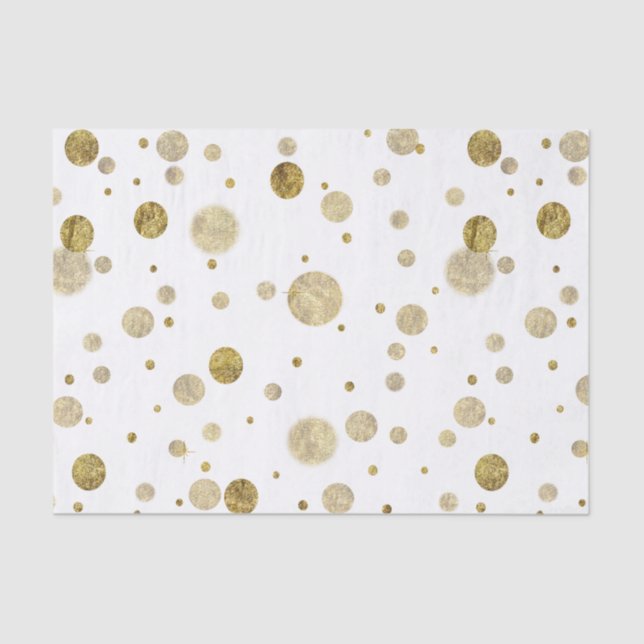 Gold Glam Bokeh Confetti Dots Tissue Paper (Front)