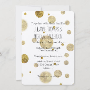 Gold Glam Bokeh Confetti Dots Wedding Invitation
