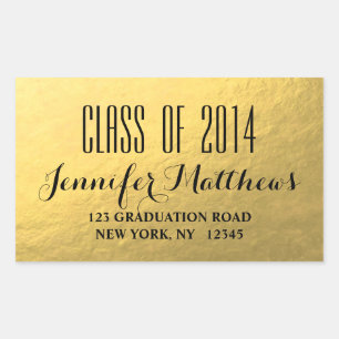 Gold Glam Class of 2014 Graduation Address Sticker