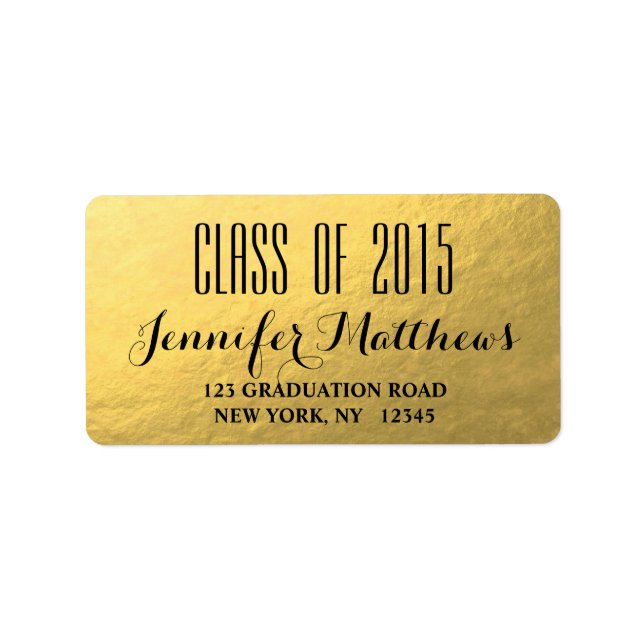 Gold Glam Class of 2015 Graduation Address Label (Front)