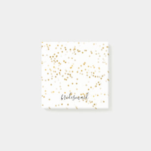 Gold Glam Confetti Bridesmaid Post-it Notes