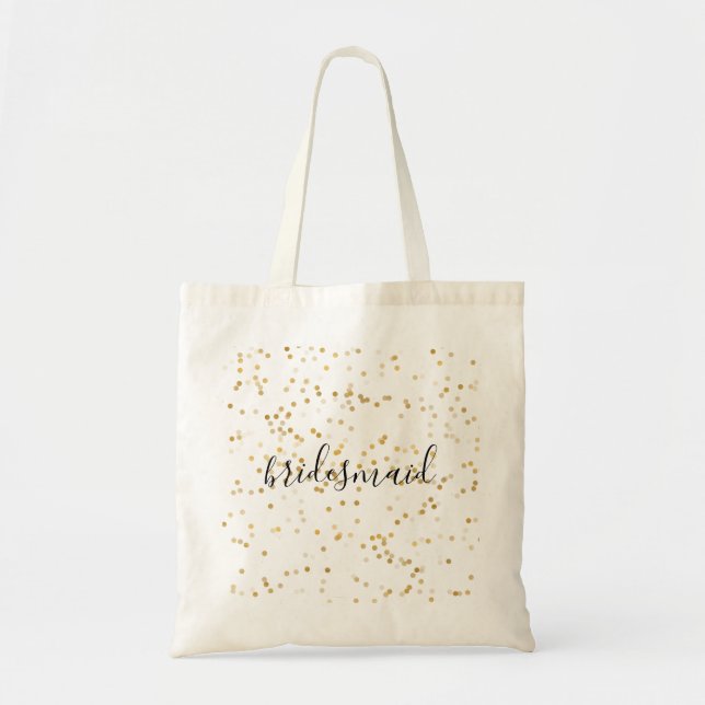 Gold Glam Confetti Bridesmaid Tote Bag (Front)