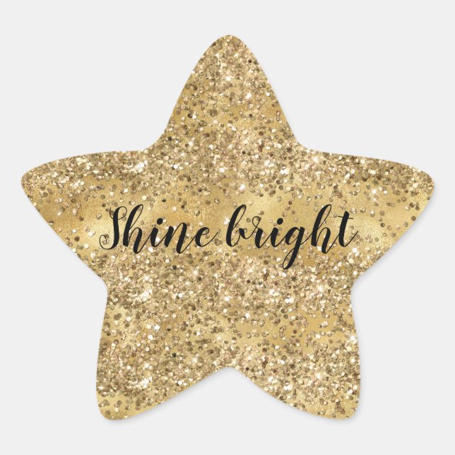 Gold Glam Confetti Glitter Personalised      Star Sticker (Front)