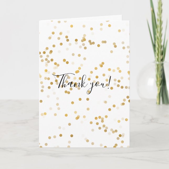 Gold Glam Confetti Thank You Card (Front)