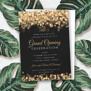 Gold Glam Corporate Grand Opening Monogram Invitation