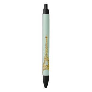 Gold Glam Eiffel Tower Black Ink Pen