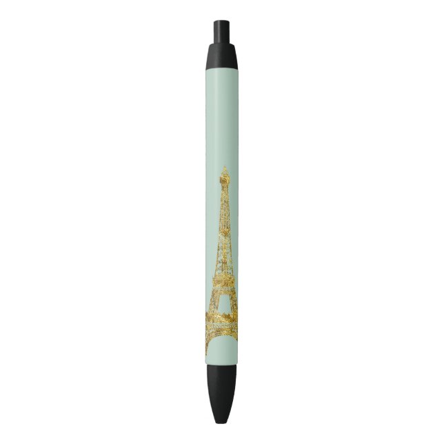 Gold Glam Eiffel Tower Black Ink Pen (Front Vertical)