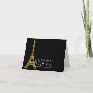 Gold Glam Eiffel Tower Thank you Card