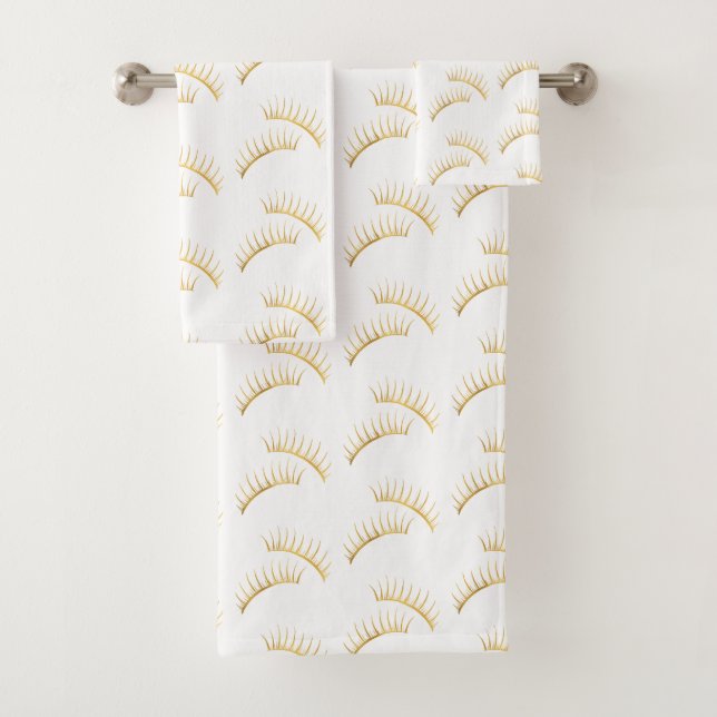 Gold Glam Eyelashes Bath Towel Set (Insitu)