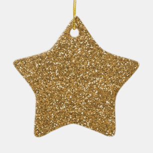 Gold Glam Faux Glitter Ceramic Tree Decoration