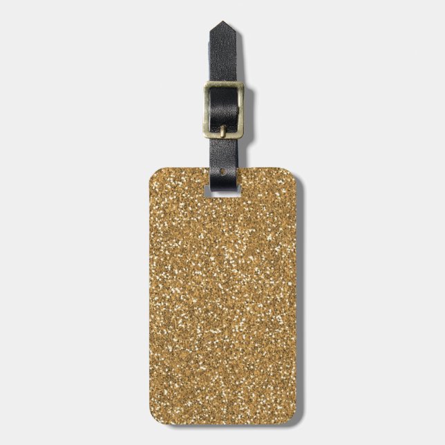 Gold Glam Faux Glitter Luggage Tag (Front Vertical)