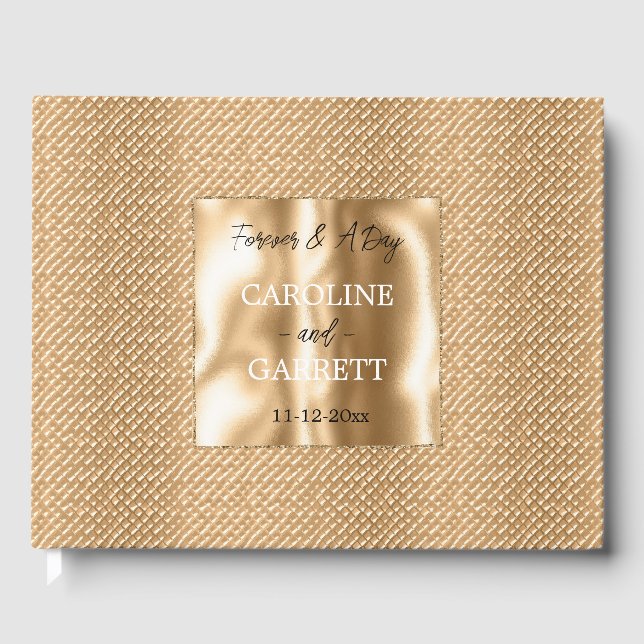 Gold Glam Faux Texture Guest Book (Front)