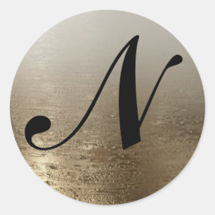 Gold Glam Gilded Brush Modern Elegance Classic Round Sticker