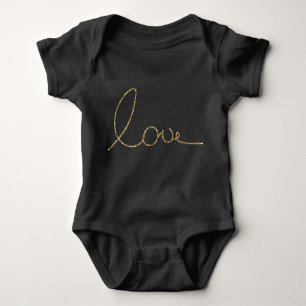Gold Glam Glitter Love Baby Bodysuit