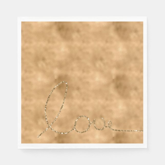Gold Glam Glitter Love Napkin (Front)