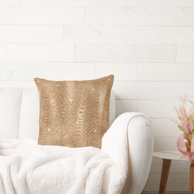 Gold Glam Glitter Snake Skin Cushion (Couch)