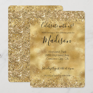 Gold Glam Glitter Sparkle Confetti Invitation
