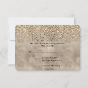 Gold Glam Glitter Wedding RSVP