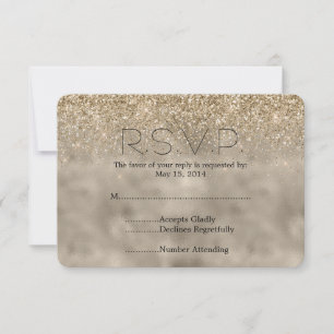 Gold Glam Glitter Wedding RSVP Card