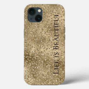 Gold Glam Glitzy Glitter Leopard Print   iPhone 13 Case