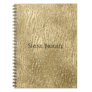 Gold Glam Glitzy Glitter Zebra Print    Notebook