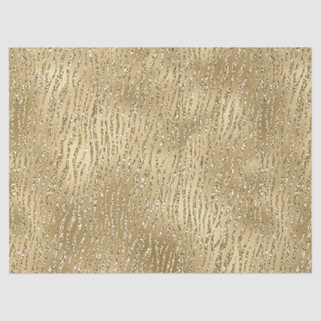 Gold Glam Glitzy Glitter Zebra Print    Tissue Paper (Front)